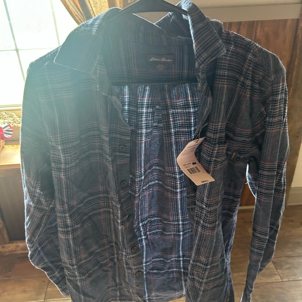 Eddie Bauer Blue Plaid Button-Up Shirt